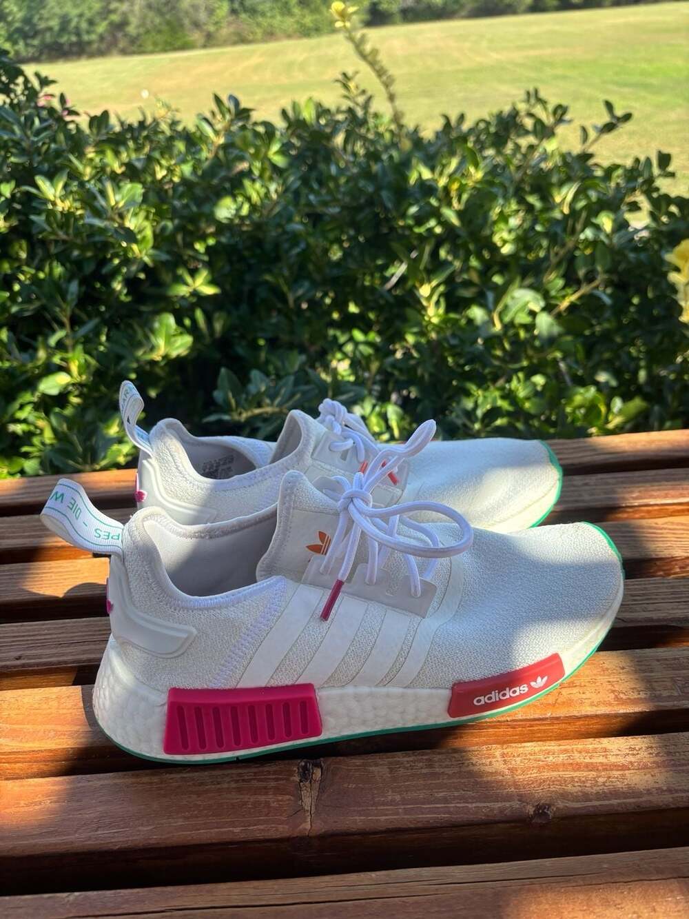 Adidas NMD_R1 Size 8 White Magenta Green GZ4964 Sneakers